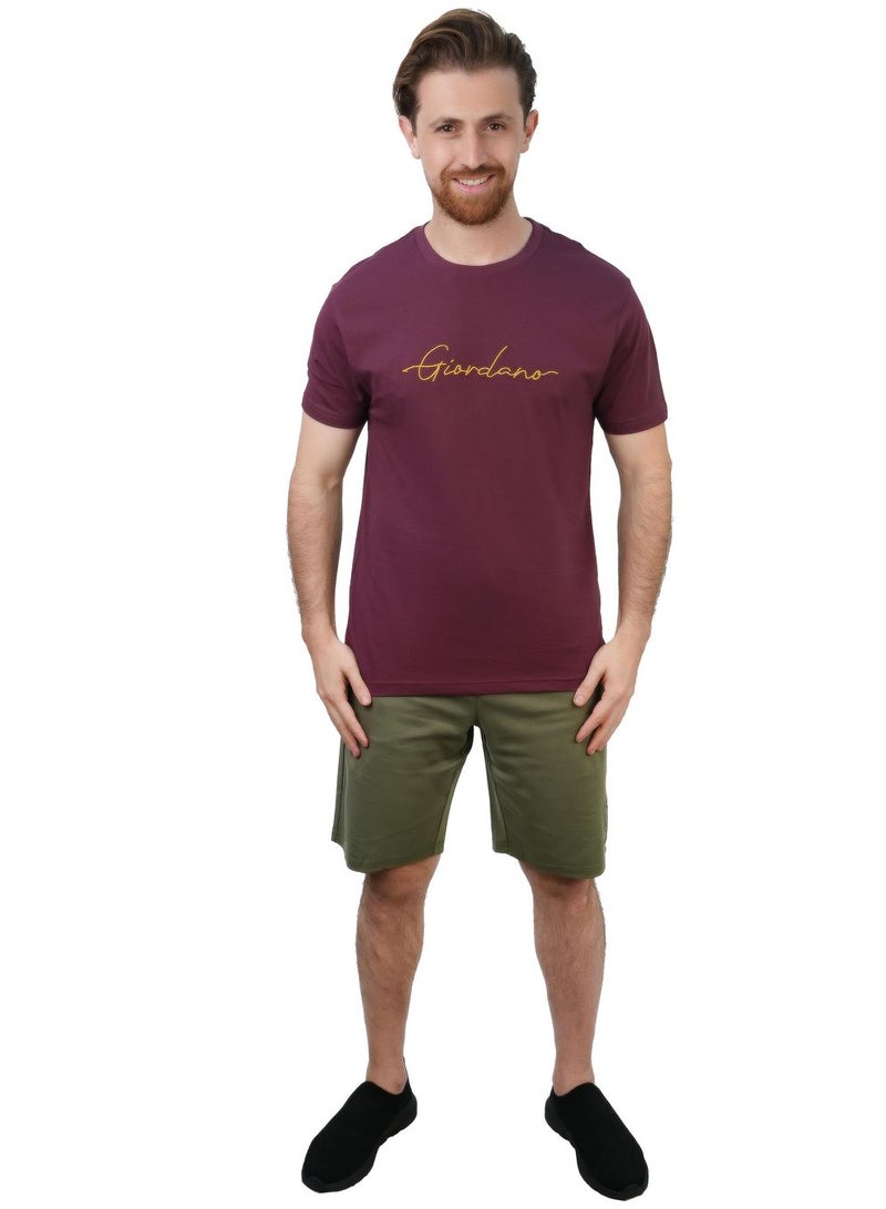 GIORDANO Men's Slim Fit Cotton Signature Print Tee - Image 2